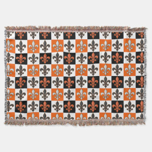 Orangefarbenes Schwarz-weißes Fleur-de-lis-Design Decke