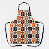 Orangefarbenes Schwarz-weißes Fleur-de-lis-Design Schürze (Vorderseite)