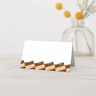 Orangefarbenes Schwarzes Abschluss Jahr Faltenfutt Platzkarte