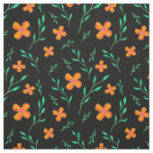 Orangefarbenes Schwarzes Blume Blumenmuster Stoff (Muster)