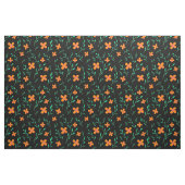 Orangefarbenes Schwarzes Blume Blumenmuster Stoff (Fat Quarter (45,7 x 55,9 cm))