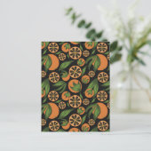 Orangefarbenes schwarzes Fruchtmuster Postkarte (Stehend Vorderseite)