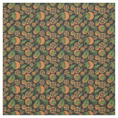 Orangefarbenes schwarzes Fruchtmuster Stoff (Muster)