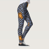 Orangefarbenes schwarzes Labyrinth-Muster - benutz Leggings (Rechts)