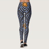 Orangefarbenes schwarzes Labyrinth-Muster - benutz Leggings (Rückseite)