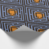 Orangefarbenes schwarzes Maze-Muster auf benutzerd Geschenkpapier (Ecke)