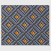 Orangefarbenes schwarzes Maze-Muster auf benutzerd Geschenkpapier (Flach)