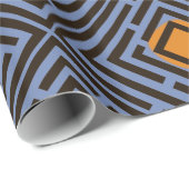 Orangefarbenes schwarzes Maze-Muster auf benutzerd Geschenkpapier (Rolleneckpunkt)