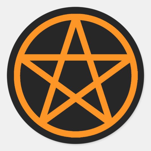 Orangefarbenes schwarzes Pentagramm Solid Sticker (Vorderseite)