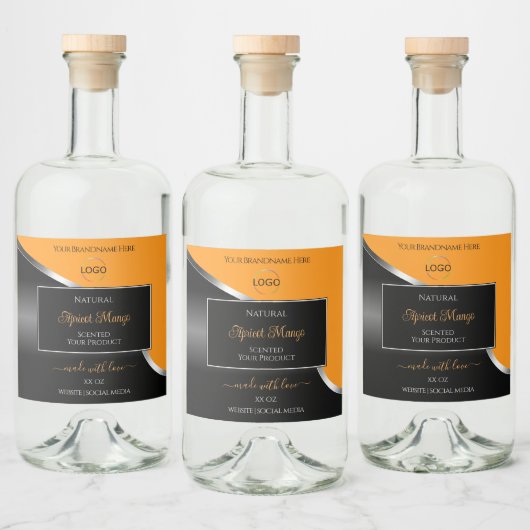 Orangefarbenes schwarzes Weizensilber mit Logo-Pro Alkoholflaschenetikett (Flaschen)