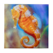 Orangefarbenes Seepferd Fliese (Vorderseite)