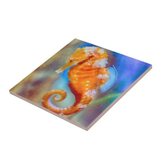 Orangefarbenes Seepferd Fliese (Seite)