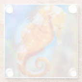 Orangefarbenes Seepferd Glasuntersetzer (Rückseite)