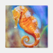 Orangefarbenes Seepferd Magnet (Vorne)