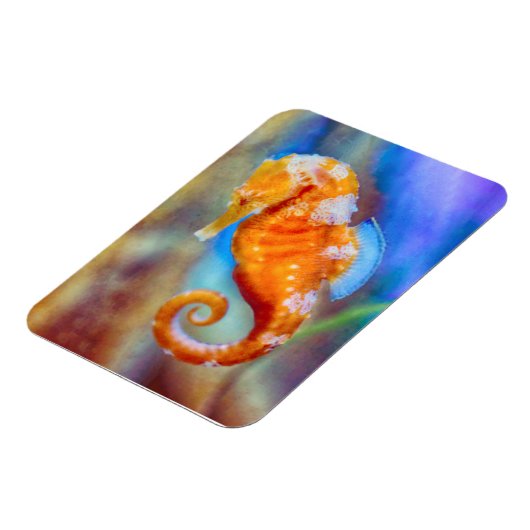 Orangefarbenes Seepferd Magnet (Linke Seite)