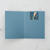 Orangefarbenes Seepferd mit Blasen am Meer Karte (Innenseite)