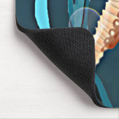 Orangefarbenes Seepferd mit Blasen am Meer Mousepad (Ecke)