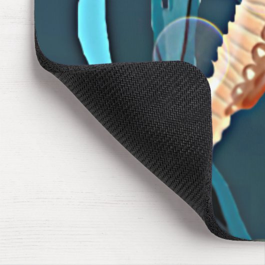 Orangefarbenes Seepferd mit Blasen am Meer Mousepad (Ecke)