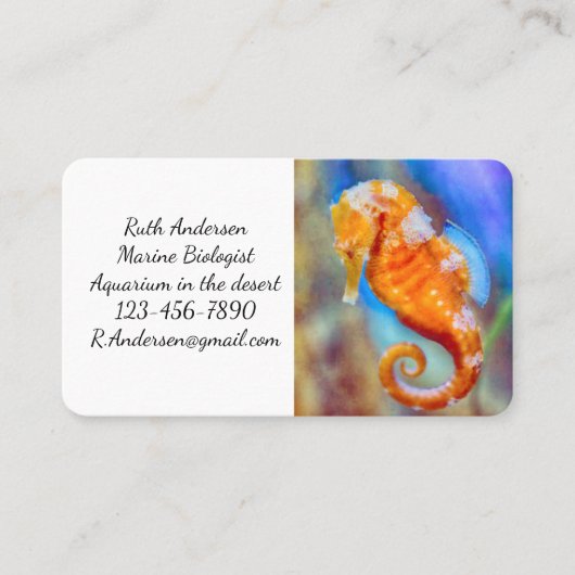Orangefarbenes Seepferd Visitenkarte (Vorderseite)