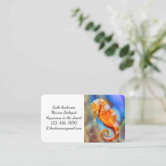 Orangefarbenes Seepferd Visitenkarte (Stehend Vorderseite)