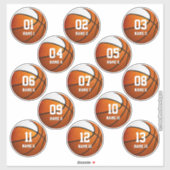 orangefarbenes Set mit 13 kleinen Basketballspiele Aufkleber (Blatt)