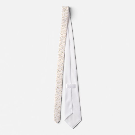 Orangefarbenes Sonnenmuster auf Weiß Krawatte (Rückseite)