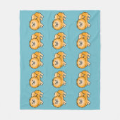 Orangefarbenes Spitz Hunde Muster auf blau Fleecedecke (Vorderseite)
