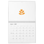 Orangefarbenes stilisiertes Blume-Design auf dunkl Kalender (Mär 2027)