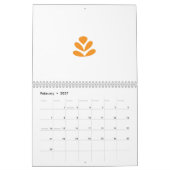Orangefarbenes stilisiertes Blume-Design auf dunkl Kalender (Feb 2027)