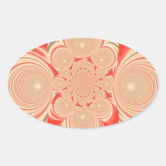 Orangefarbenes Swirl-Design Ovaler Aufkleber (Vorderseite)