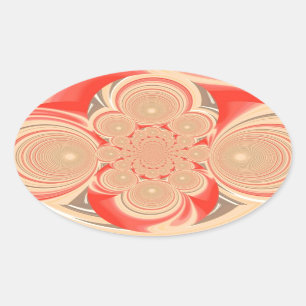 Orangefarbenes Swirl-Design Ovaler Aufkleber