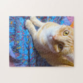 Orangefarbenes Tabby auf Quilt Puzzle (Horizontal)