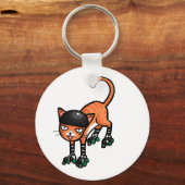 Orangefarbenes Tabby für Rollerskates Schlüsselanhänger (Vorderseite)