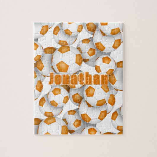 Orangefarbenes Team Farben Fußball Puzzle (Vertikal)