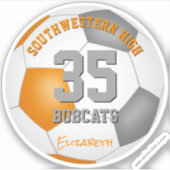 Orangefarbenes Team Farben Jugendfußball Aufkleber (Vorderseite)