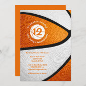Orangefarbenes Team farbenfroh Basketball-Party Einladung (Vorne/Hinten)