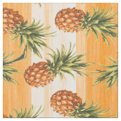 Orangefarbenes tropisches Ananas Fruchtmuster Stoff (Nahaufnahme)