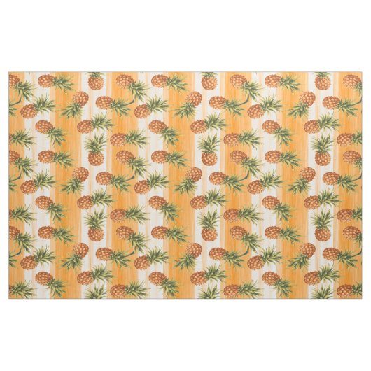 Orangefarbenes tropisches Ananas Fruchtmuster Stoff (Fat Quarter (45,7 x 55,9 cm))