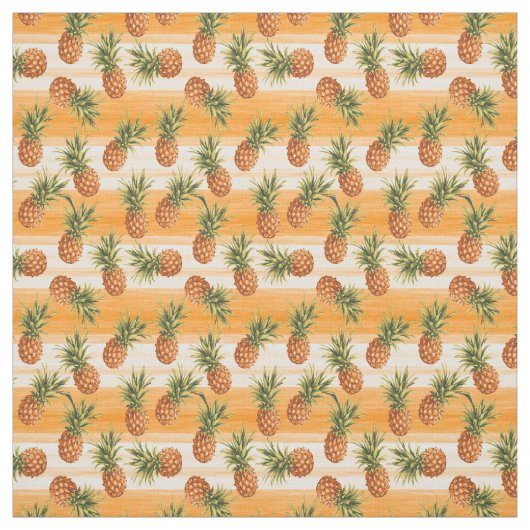 Orangefarbenes tropisches Ananas Fruchtmuster Stoff (Muster)