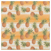 Orangefarbenes tropisches Ananas Fruchtmuster Stoff (Nahaufnahme)