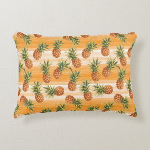 Orangefarbenes tropisches Ananas Fruchtmuster Zierkissen