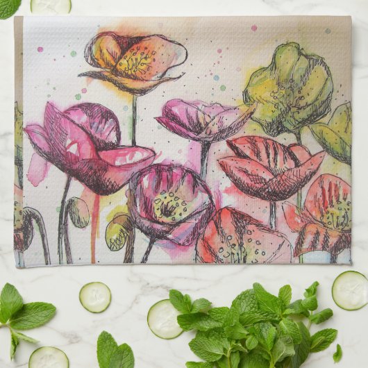 Orangefarbenes Tulpenmoor Geschirrtuch (Gefaltet)