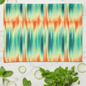 Orangefarbenes und Aquamarines Mosaikmuster Geschirrtuch (Gefaltet)