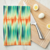 Orangefarbenes und Aquamarines Mosaikmuster Geschirrtuch (Viertel Falte)