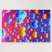 Orangefarbenes und blaues Herz-Muster Puzzle (Horizontal)