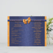 Orangefarbenes und blaues Hochzeitsprogramm (Stehend Vorderseite)