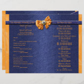 Orangefarbenes und blaues Hochzeitsprogramm (Vorne/Hinten)