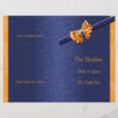 Orangefarbenes und blaues Hochzeitsprogramm (Rückseite)
