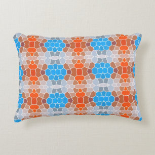 Orangefarbenes und blaues Muster Dekokissen