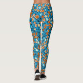 Orangefarbenes und blaues Muster Leggings (Rückseite)